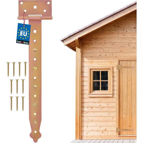 KOTARBAU® Charnière Porte Lourde - en T - Acier Galvanisé - 350 mm - Doré - Gond Portail - Charnière Portail - Penture pour Porte Bois