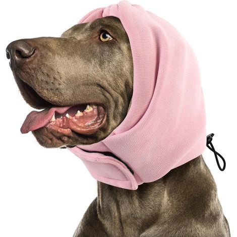 Dog Ear Covers - Noise Reduction - For Fireworks Thunderstorms Grooming Drying - Adjustable Elastic Fit - Grey - L (1/5)