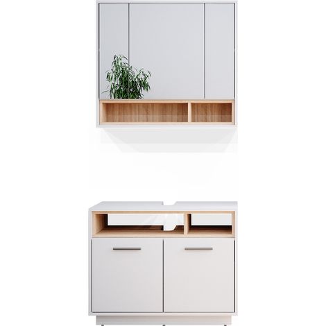 Conjunto de muebles de baño Beatrice, Blanco, 2 piezas, Vicco