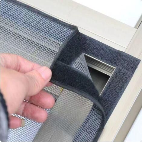 Moustiquaires auto-adhésives, réglables, transparentes, anti-chats et anti-insectes — maille grise à bordure noire — (150 x 130 cm) - Lot de 2 (1/5)