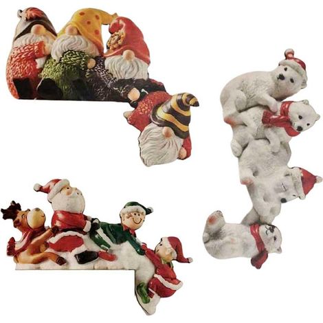 Elegante Weihnachtstürdekoration – Set mit 4 Holzfiguren (Weihnachtsmann, Elch) – 20 x 15 cm für festliche Stimmung (1/5)