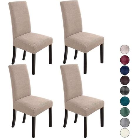 Housses de chaises de restaurant lavables - conviennent pour la maison, l'hôtel et les banquets (kaki, lot de 4) (1/5)