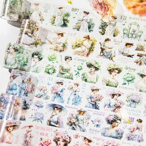 Ensemble de rubans adhésifs décoratifs en PET pour filles, larges et transparents, rouleaux esthétiques et imperméables pour carnets et journaux. (1/5)