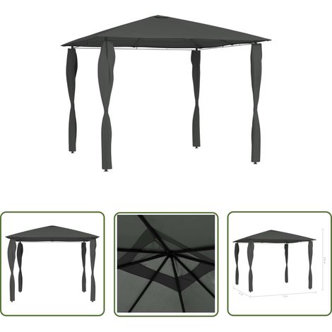 Abri de jardin - vidaXL Belvédère à revêtement de poteaux 3x3x2,6 m Anthracite 160 g/m² - Auvent de jardin (1/4)