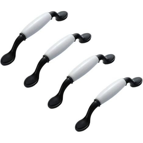 4 x Poignées de Meuble Céramique Style européen, Poignee de Meuble Cuisine en Céramique et Alliage d'aluminium, Poignée de Tiroir 96mm, avec Vis (1/4)