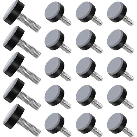 Lot de 20 pieds réglables en PTFE robustes avec filetage M6 pour protection de sol, patins en PTFE avec filetage pour meubles sur tapis, PVC, stratifié et linoléum (1/5)