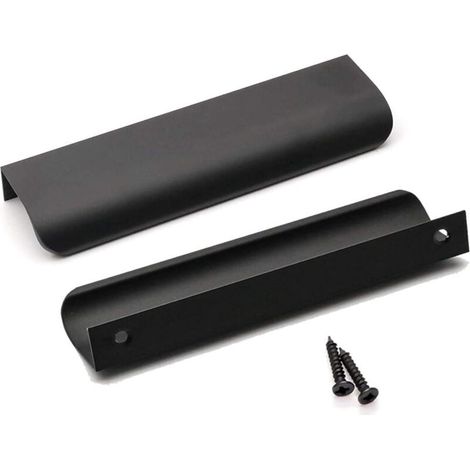 [NIEMALS VERWENDET] Set mit 10 schwarzen Küchenmöbelgriffen. Schwarzer Küchengriff. Schwarzer Profilgriff. Mattschwarzer Möbelgriff aus Aluminiumlegierung. Achsabstand 128 mm, Länge 150 mm (Schwarz)