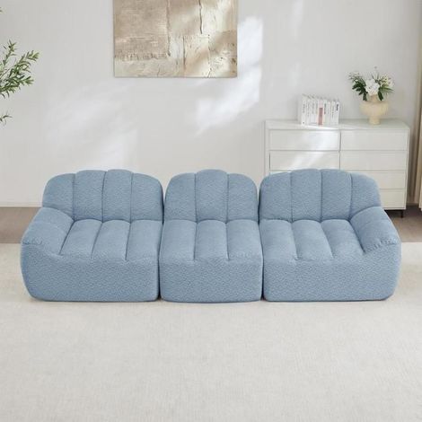 Canapé - KOMHTOM - Modulable en U - 4 places - 2 ottomans - Assise profonde mousse 32D (1/5)