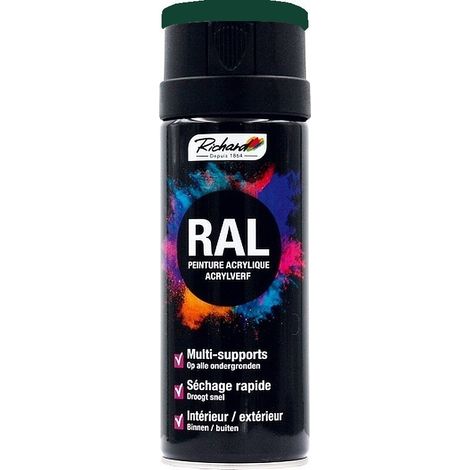 Aérosol peinture acrylique RICHARD multi-supports RAL Vert 400 ml Couleur RAL: RAL 6005 VERT MOUSSE (1/2)