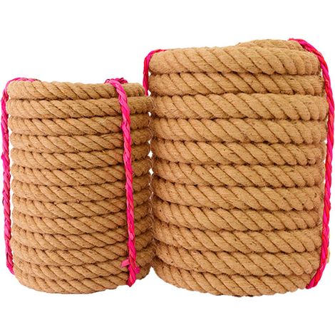 Corde en jute naturelle 20 m, ficelle épaisse 10 mm pour emballage, décoration intérieure, jardinage - MINKUROW, fil de chanvre résistant pour bricolage. (1/5)