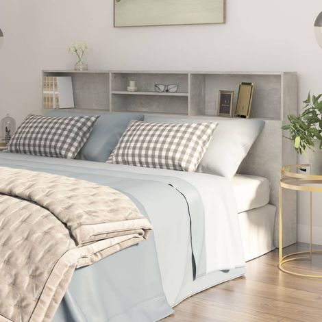 Vidaxl – Tête de lit en bois d'ingénierie gris béton 200x19x103,5 cm – Fixation murale incluse – Design moderne pour chambre à coucher