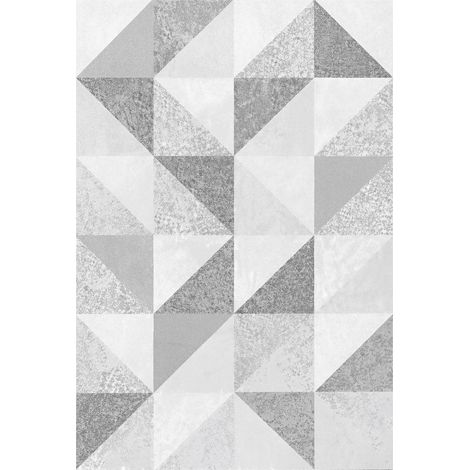 Modern Abstract Low-Pile Rug � Non-Slip & Machine Washable Floor Carpet for Living Room, Bedroom & Hallway � Neutral Short Shag Design TRIANGLE RUG 200280CM GREY (1/5)