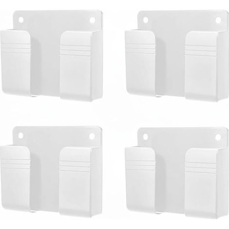Couleur Blanc,Générique Support Mural Télécommande 4 Pièces, avec Adhésif Fort, Boîte de Rangement Étanche, pour Téléphone Télécommande, Fixation Mural pour Lit de Douche et Table de Chevet (1/5)