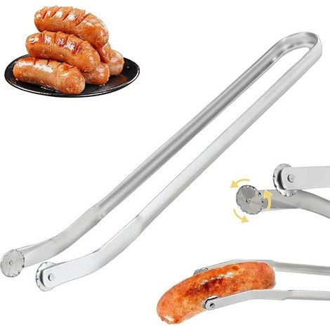 Pince Barbecue, Pince Barbecue Longue Roulette BBQ Pince à Saucisse Roulette pour Saucisses Avec Rouleaux Ustensiles Barbecue Accessoire Grillup (1/5)