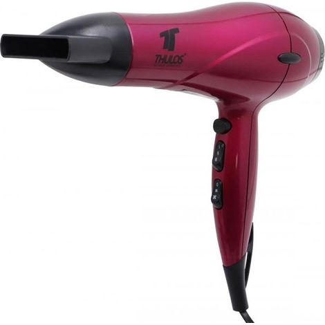 Asciugacapelli ionico Thulos, con 2 velocità e 3 impostazioni di temperatura. Con concentratore e diffusore.