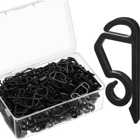 Lampe de Noël clip extérieur crochet de gouttière résistant aux intempéries lampe extérieure clip décoratif de Noël clip série de lampes (noir, 200 PCS)