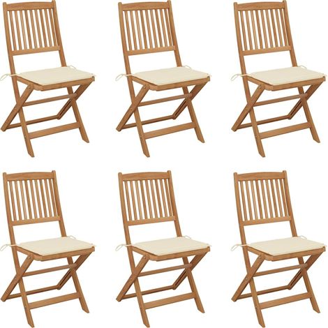 Klappbare Gartenstühle 6 Stk. mit Kissen Massivholz Akazie