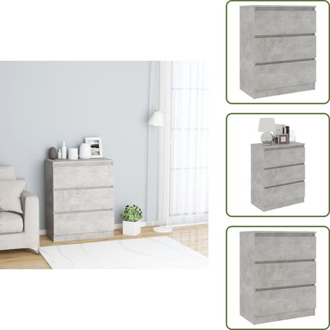 Buffet Gris béton 60x35x76 cm Bois d'ingénierie - Buffet Gris - Meuble Rangement - Buffet Moderne - Commode Tiroir - Mobilier Salon (1/5)