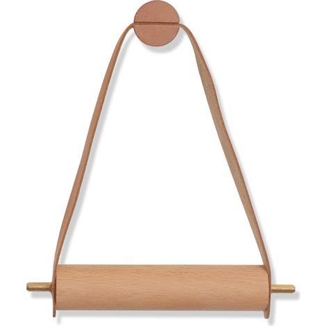Soporte para rollo de papel higiénico, soporte de madera para rollo, soporte de pared para papel higiénico con diseño creativo (marrón) (1/5)
