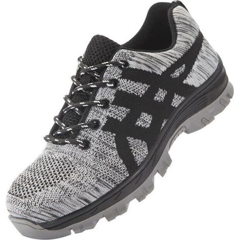 Scarpe antinfortunistiche da uomo, con puntale in acciaio, comode, leggere, traspiranti, unisex, grigie (EU 43) -Crezuo