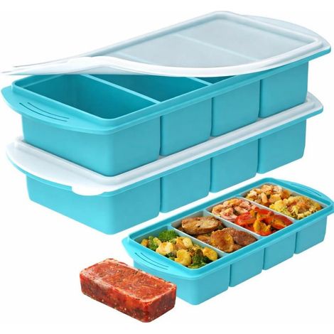 Molde Para Congelar - Silicona - 29,5 x 10,5 x 6 cm - 4 Compartimentos - Apta Para Sopas Y Estofados - 2 Unidades (1/5)