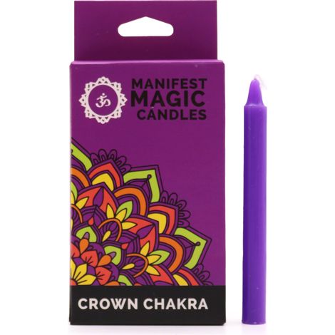 Bougies Magiques Manifestes (pack de 12) - Violet - Chakra de la Couronne- Vendu par 1 (1/3)