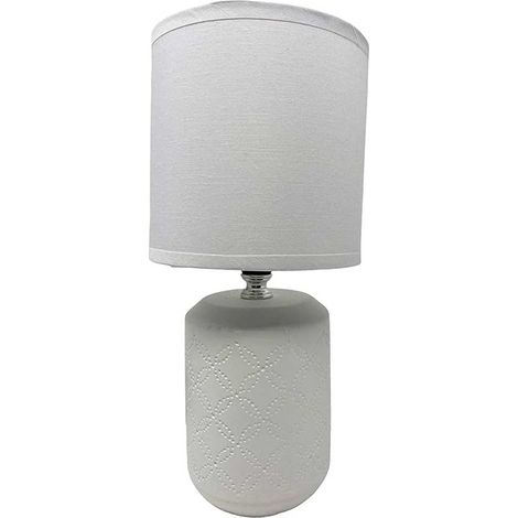 Lume in ceramica moderno lumetto da comodino con base in ceramica attacco e14 abat jour lampada da tavolo paralume 28x13 cm bianco