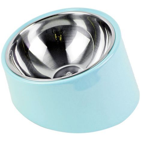 Hunde-/Katzennapf, moderner, eleganter, rutschfester, schräger Napf mit Melaminständer und abnehmbarem Edelstahleinsatz (BB blau S - empfohlen für Katzen ab 6 Jahren) (1/5)
