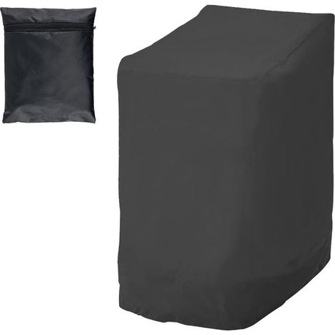 Housse Chaise Jardin pour 6 Chaises Empilables Imperméable Anti-UV Housse Chaise Jardin Exterieur en Tissu Oxford 210D 114 x 85 x 65 cm Noir (1/5)