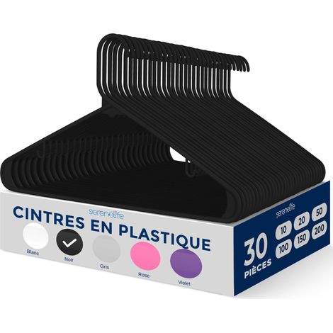 Cintres en Plastique Antidérapants Porte-Vêtement Fins et Gain de Place pour Chemises, Pulls, Sweats, Vêtements Enfants et Robes Ultra-Fins Légers Lot de 30 Noir (1/5)