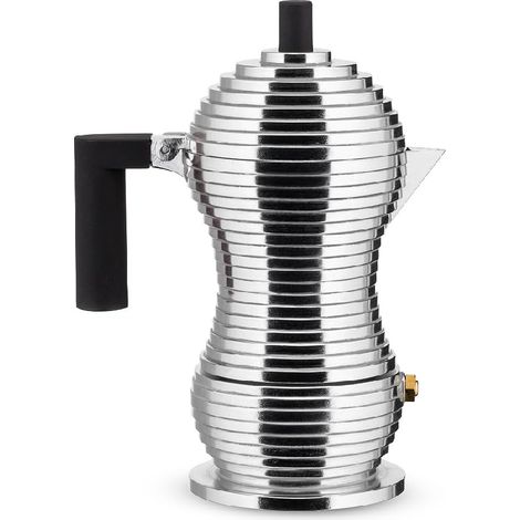 Alessi MDL02/1 B Pulcina Caffettiera Espresso, in PA e Fusione di Alluminio, 1 Tazza, Nero (1/4)
