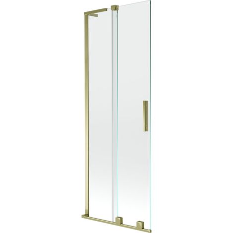 Mexen Velar L Badewannen-Faltwand 2-teilig verschiebbar 75 x 150 cm, transparent, golden - 896-075-003-01-50 (1/5)