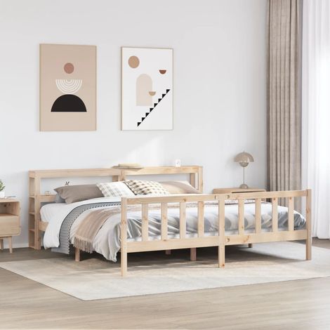 Bed Frame without Mattress 200x200 cm Solid Wood Pine vidaXL (1/5)