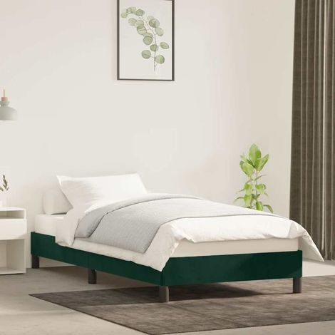 Bettgestell ohne Matratze Dunkelgrün 90x190 cm Samt