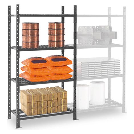 Gitterregale und abschließbare Regale - 2 Ebenen - nächstes Element - 2000x1800x600mm - Nur mit einem Startmodul verwendbar - RAYOSPR/4N/1210/S