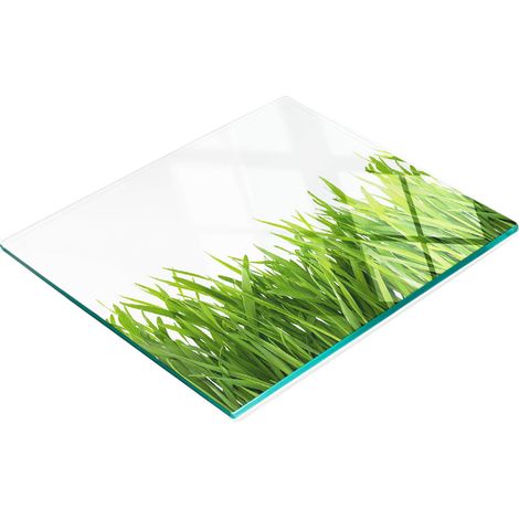 Tabla decorativa de vidrio con gráficos para servir aperitivos, diseño de césped, 60x52 cm. (1/5)