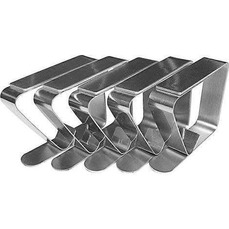 Set mit 5 Tischdeckenklammern, ideal für Zuhause, Bankette und Küchen. – 6,70 x 5,20 x 2,00 cm – Silber (1/4)