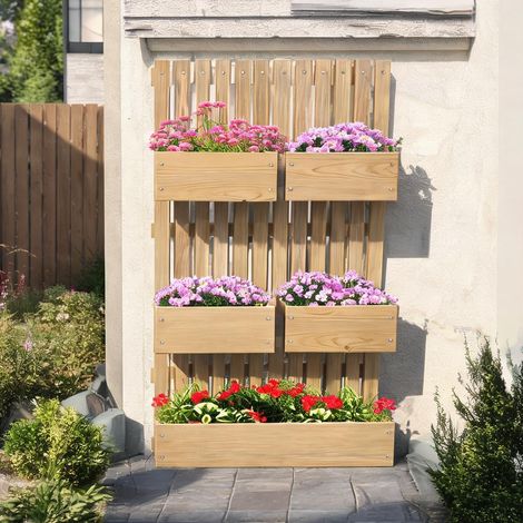 Porte-plantes bois naturel en bois de sapin 60 x 16 x 100 cm (1/5)