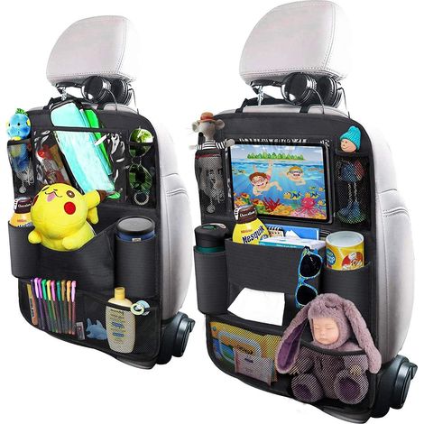 Organisateur de voiture, 2 protections de siège auto, tapis de protection pour bébé/enfant, protection de siège imperméable avec rangement multi-poches et support transparent pour tablette (1/5)