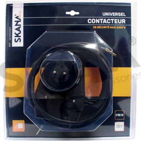 Interruptor de seguridad para cortacéspedes eléctricos. Se fija en el manillar. Tensión 220 voltios, 10 amperios, potencia máxima 2200 W.