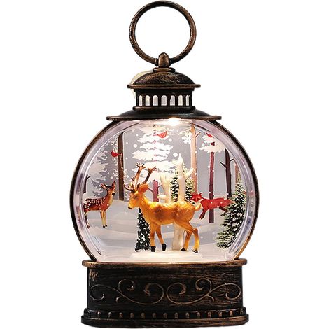 Altre decorazioni natalizie: lanterna natalizia illuminata e musicale con albero di Natale, pupazzo di neve, renna e Babbo Natale lanterna scintillante con batteria a bottone per uso domestico albero  (1/4)