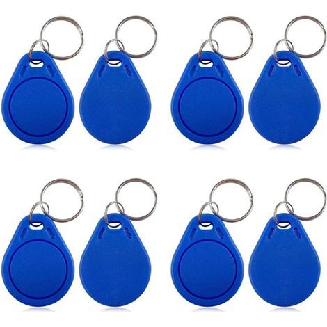 100 - RFID Chip - NFC Key Fob - 13.56 MHz Access Control - Read Only - Waterproof ABS - Office and Home Use - Blue - 3x2.5cm (1/5)