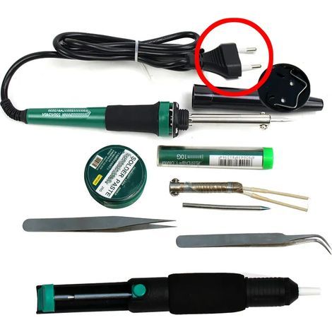 Lötset, Präzisions-Elektrolötset, 30-W-Lötkolben-Set, Lötkolbenkern, Ständer, Lötdraht, Lötvakuum, Lötpaste, drei Klemmen (1/5)