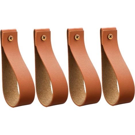 Set di 4 cinghie in pelle per asta tenda da parete per bagno, cucina, camera da letto, marrone