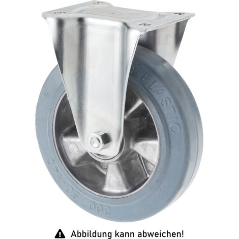 Rollcart Schwerlast Elastik-Bockrolle Ø200x50mm in blaugrau mit 400kg Tragkraft und Guss-Felge