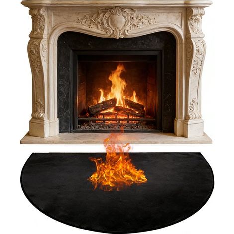 haardmatten brandwerend - haard Vuurvaste mat - Brandwerende mat - vuurkorf mat brandwerende vloerbedekking beschermer - hittebestendige mat - zwart - fiberglas - 106 x 61 cm (1/5)