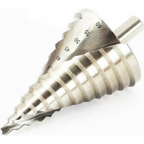 Foret conique HSS 6-60 mm, queue 12 mm, perceuse étagée pour acier, PVC et panneau isolant, lot de 3 (1/5)