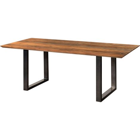 Esstisch Akazie 160x90x76 natur lackiert / Epoxid schwarz, U-Beine anthrazit glänzend EPOXYMassivmoebel24 GmbH