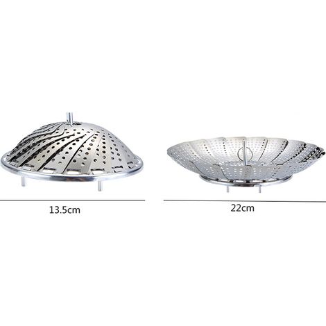 Panier vapeur pliable en acier inoxydable, panier de rangement multifonctionnel prêt à l'emploi, égouttoir télescopique en forme de lotus (petite version renforcée) (1/4)