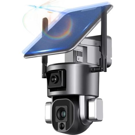 Caméra de sécurité à Domicile 8MP 4k HD caméra Solaire extérieure sans Fil 4G binoculaire Solaire PTZ caméra AI Double Objectif caméra 360 IP66 étanche 10x Zoom(8MP WiFi No Card) (1/5)